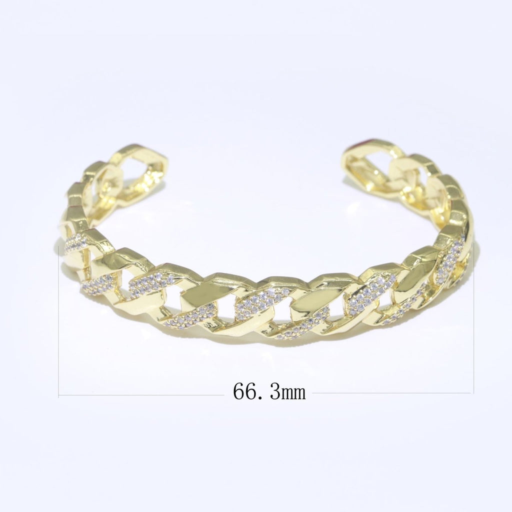 Geometric Curb Icing 24K Gold plated Cuff Bracelet | WA-066 Clearance Pricing - DLUXCA
