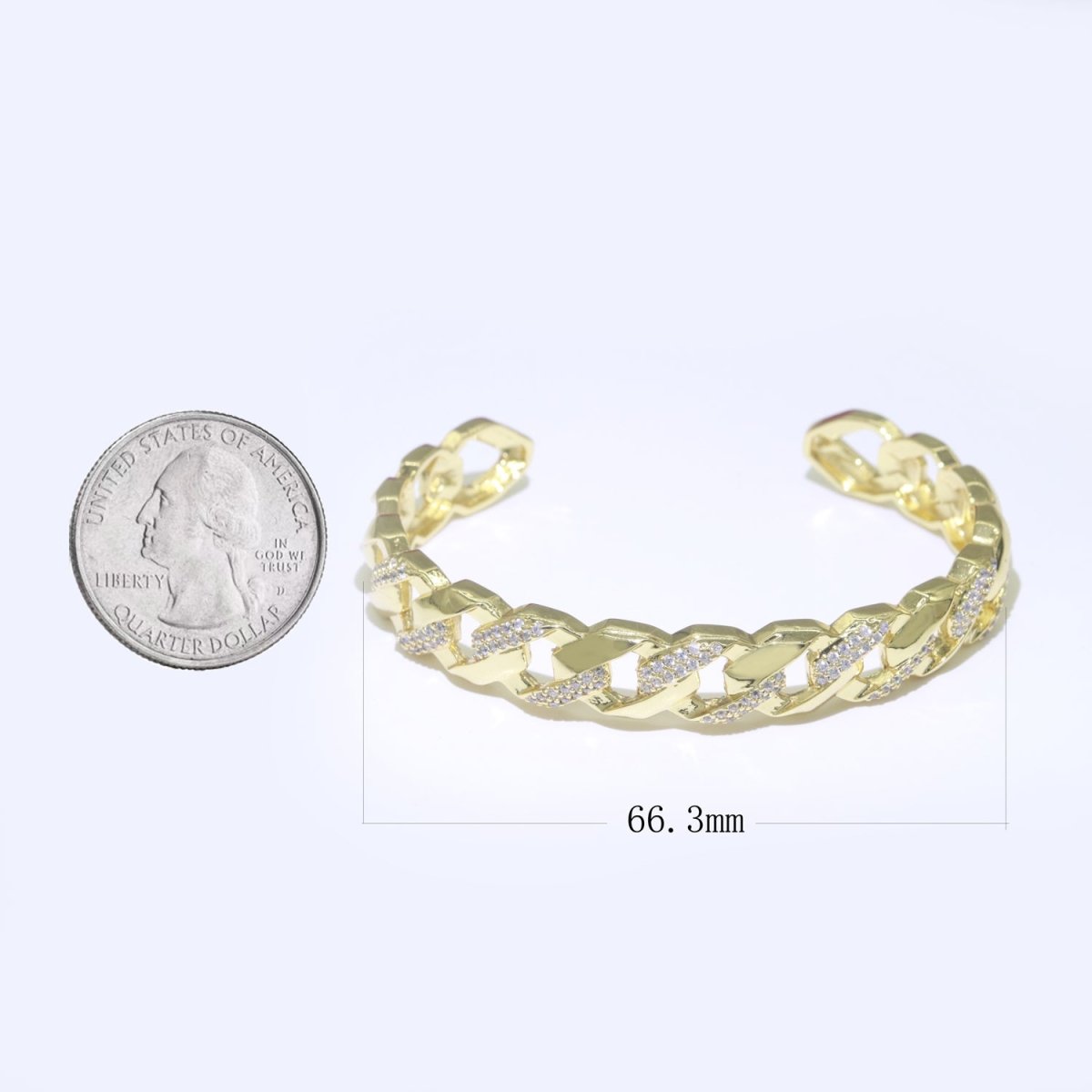 Geometric Curb Icing 24K Gold plated Cuff Bracelet | WA-066 Clearance Pricing - DLUXCA