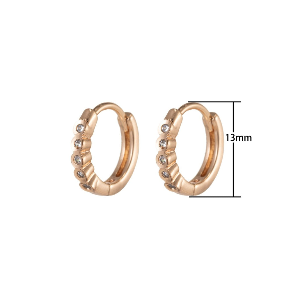 Geometric Earrings, Hexagon Earrings, Geometric Jewelry, Geometric Hoops Earrings Minimalist Micro Pave Huggie Earrings Q-055
