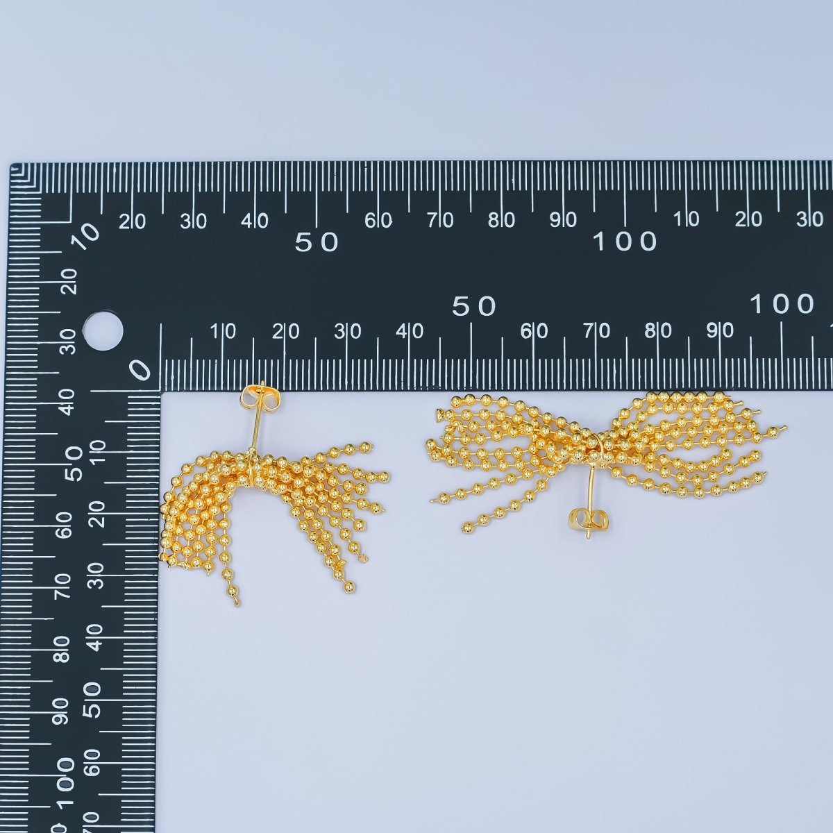 Geometric Multiple Beaded Ball Chain Stud Earrings in Gold & Silver | AD497 AD498 