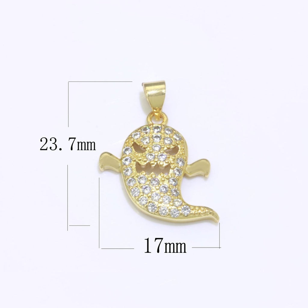 Ghost Charm for Scary Jewelry Designs Halloween Keepsakes Gold plated for Minimalist Jewelry Earring Bracelet Necklace Supply N-1327 - DLUXCA