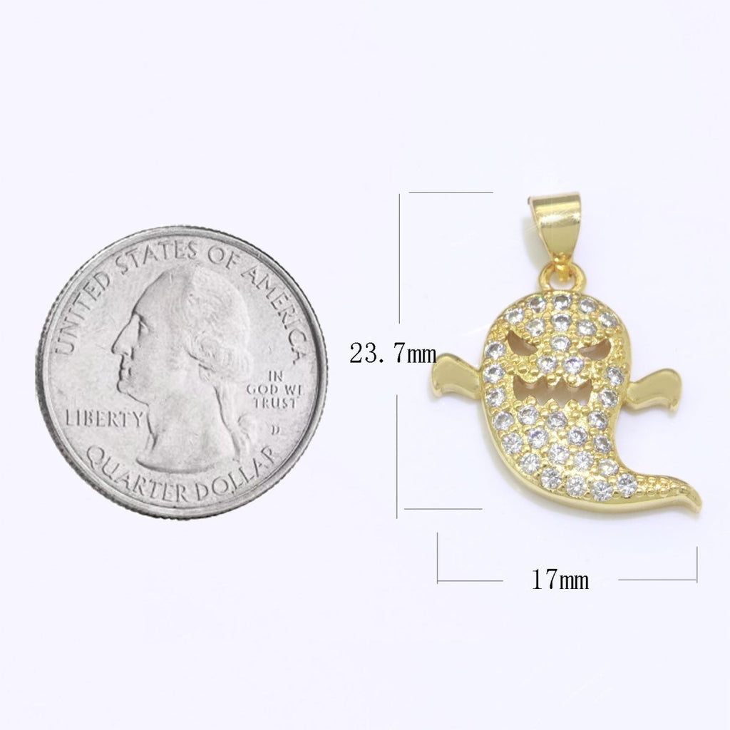 Ghost Charm for Scary Jewelry Designs Halloween Keepsakes Gold plated for Minimalist Jewelry Earring Bracelet Necklace Supply N-1327 - DLUXCA
