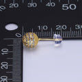 Gold 8mm, 10mm Round Shambala Bead Micro Paved Stud Earrings | AB1010 AB1011