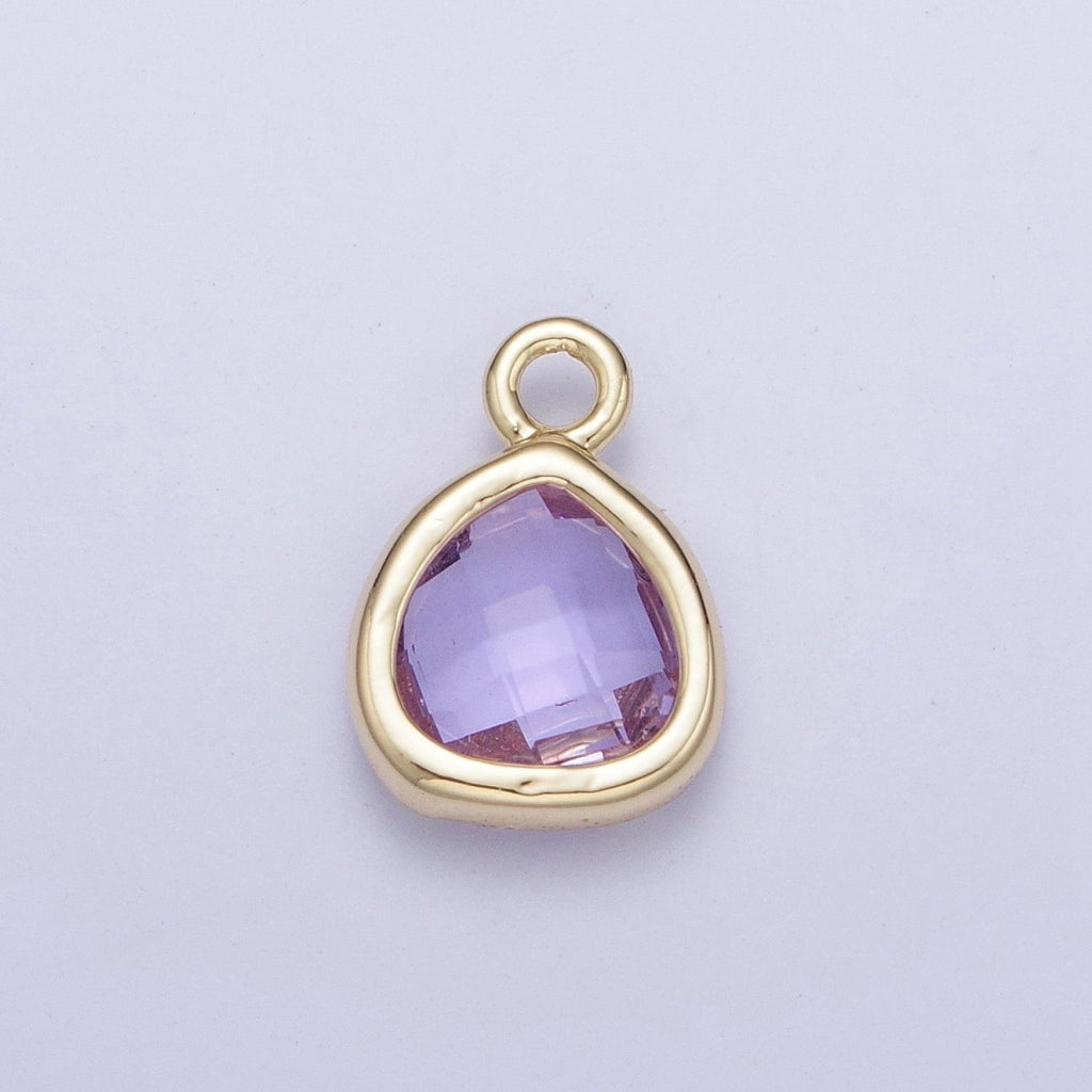 Gold Amethyst Purple Teardrop Cubic Zirconia Charm Supply For Jewelry Making AG-075 - DLUXCA