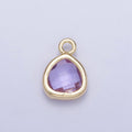 Gold Amethyst Purple Teardrop Cubic Zirconia Charm Supply For Jewelry Making AG-075 - DLUXCA