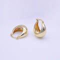 Gold Ball Oval Dome Latch Hoop Earrings | Y-217 - DLUXCA