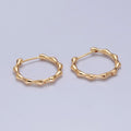 Gold Bamboo Hoop Earrings, Everyday Hoops, Minimalist Gold Hoop T-429 - DLUXCA