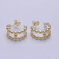 Gold Beaded Hoops, Gold Ball Hoop Earring, Medium Gold Hoops, Gold Bead Hoop Earrings, Large Gold Hoops, Boho Gold Hoop Earring, 20mm Hoop Y-001 - DLUXCA