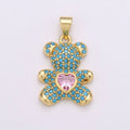 Gold Bear Charm Teddy Bear Charm Necklace Pendant / Keychain / Earrings / Kids Crafts I-779 - DLUXCA