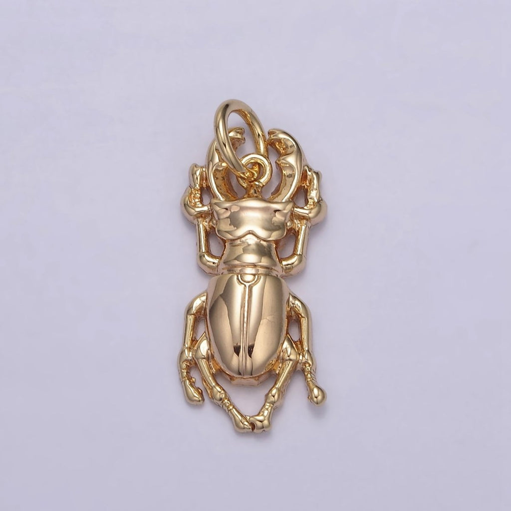 Gold Beetle Charms Animal Insect Pendant N-834 - DLUXCA