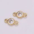 Gold Bezel 4,5,6mm CZ Connector Link 14k gold plated, Silver bezel set cubic zirconia link spacer for Necklace Bracelet Earring Supply F-586 to F-591 - DLUXCA
