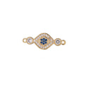 Gold Blue Evil Eye Bracelet Connector, 18K Gold plated Micro Pave CZ Charm, Spiritual Protection Amulet Necklace Pendant for Jewelry Making F-236 - DLUXCA