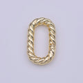 Gold Braided Twist 19.5mm Oblong Oval Push Spring Gate Jewelry Supply | K-230 - DLUXCA