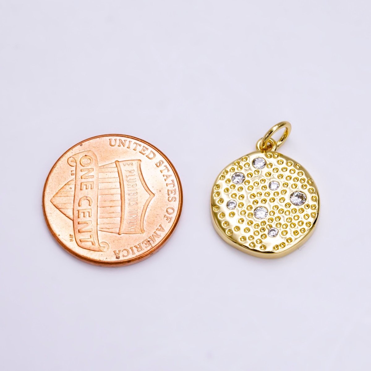 Gold Bubble Charm, Bubble Pendant, Bubble Coin Charm, Tiny Bubble Charm 14k Gold plated Charm N-240 - DLUXCA