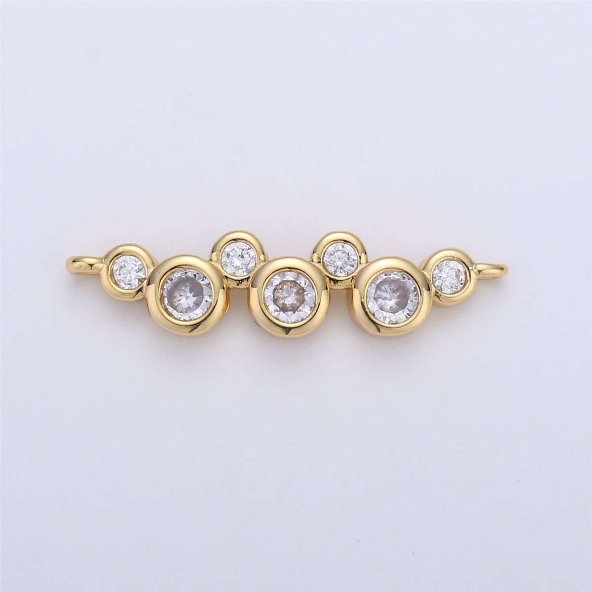 Gold Bubble charm Connector Micro Pave Charm 24K gold plated Pendant, Bracelet Connector Necklace Pendant Link Circle Charm G-569 - DLUXCA