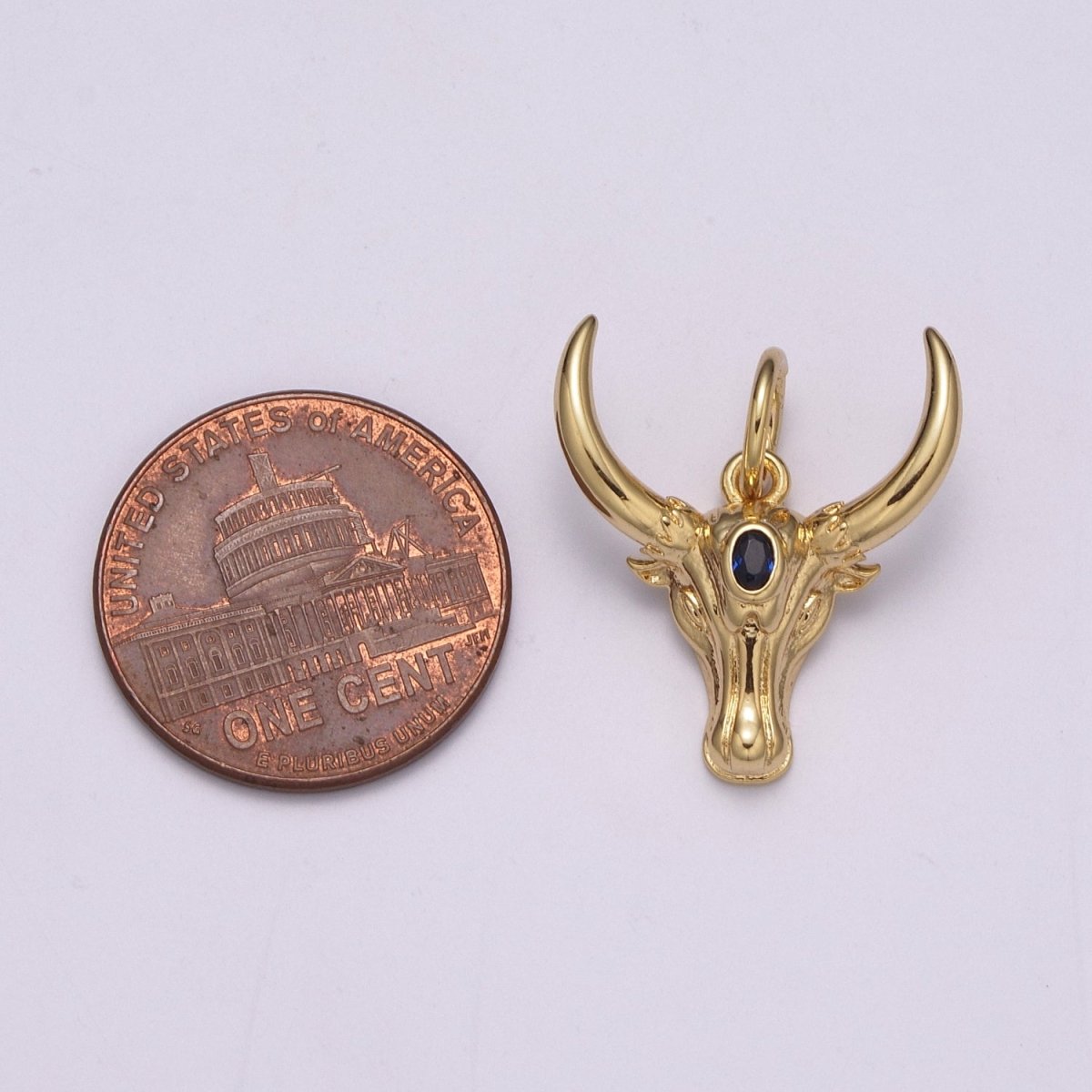 Gold Bull Head Pendant, Long Horn Men Pendant, Silver Texas Pendant Animal Men Charm Necklace, M-870-M-871