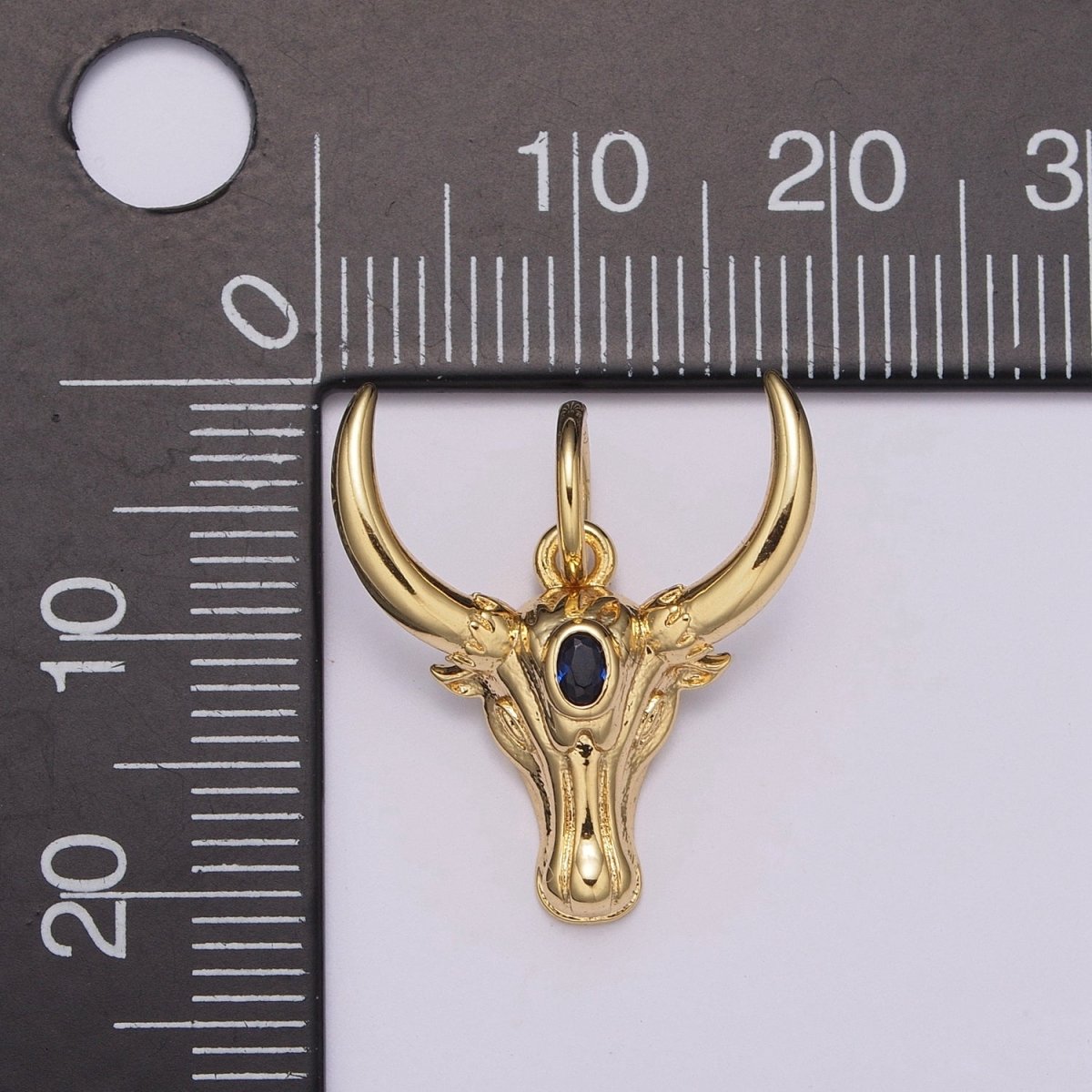 Gold Bull Head Pendant, Long Horn Men Pendant, Silver Texas Pendant Animal Men Charm Necklace, M-870-M-871
