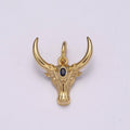 Gold Bull Head Pendant, Long Horn Men Pendant, Silver Texas Pendant Animal Men Charm Necklace, M-870-M-871