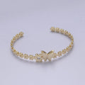 Gold Butterfly Bracelet Whimsical Flower Floral Bangle Bracelet Open Adjustable Jewelry | WA-778 Clearance Pricing