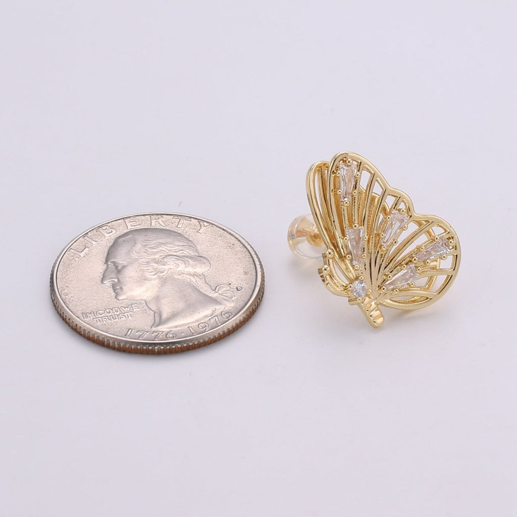 Gold Butterfly Earrings • butterfly stud earrings • Bold earrings • Statement earrings • Big stud earrings • gold stud earrings Q-349 - DLUXCA