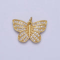 Gold Butterfly Monarch Clear Micro Paved CZ Lined Insect Charm | AC357 - DLUXCA