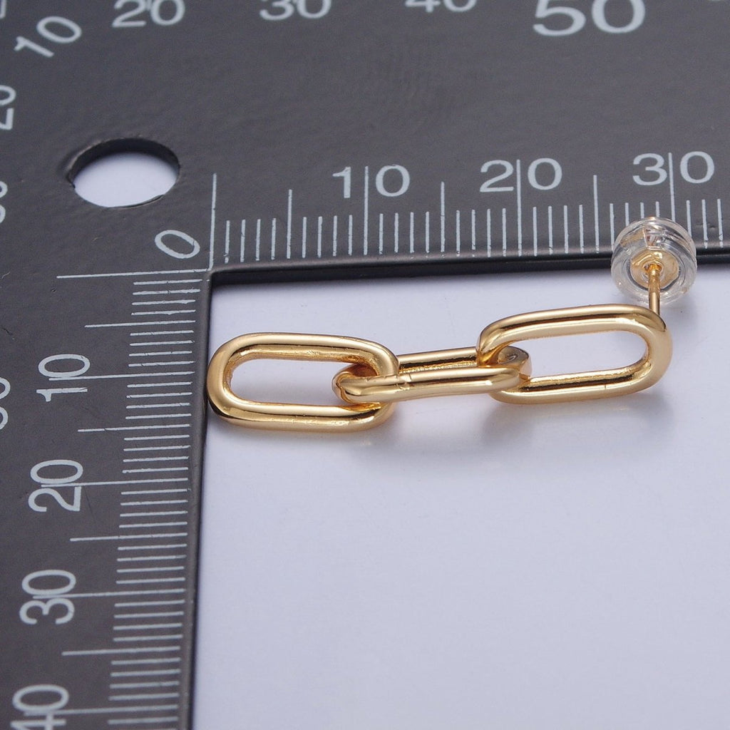 Gold Cable Link Earrings • Minimalist Gold Earrings • Perfect Gift for Her V-176 V-177 - DLUXCA