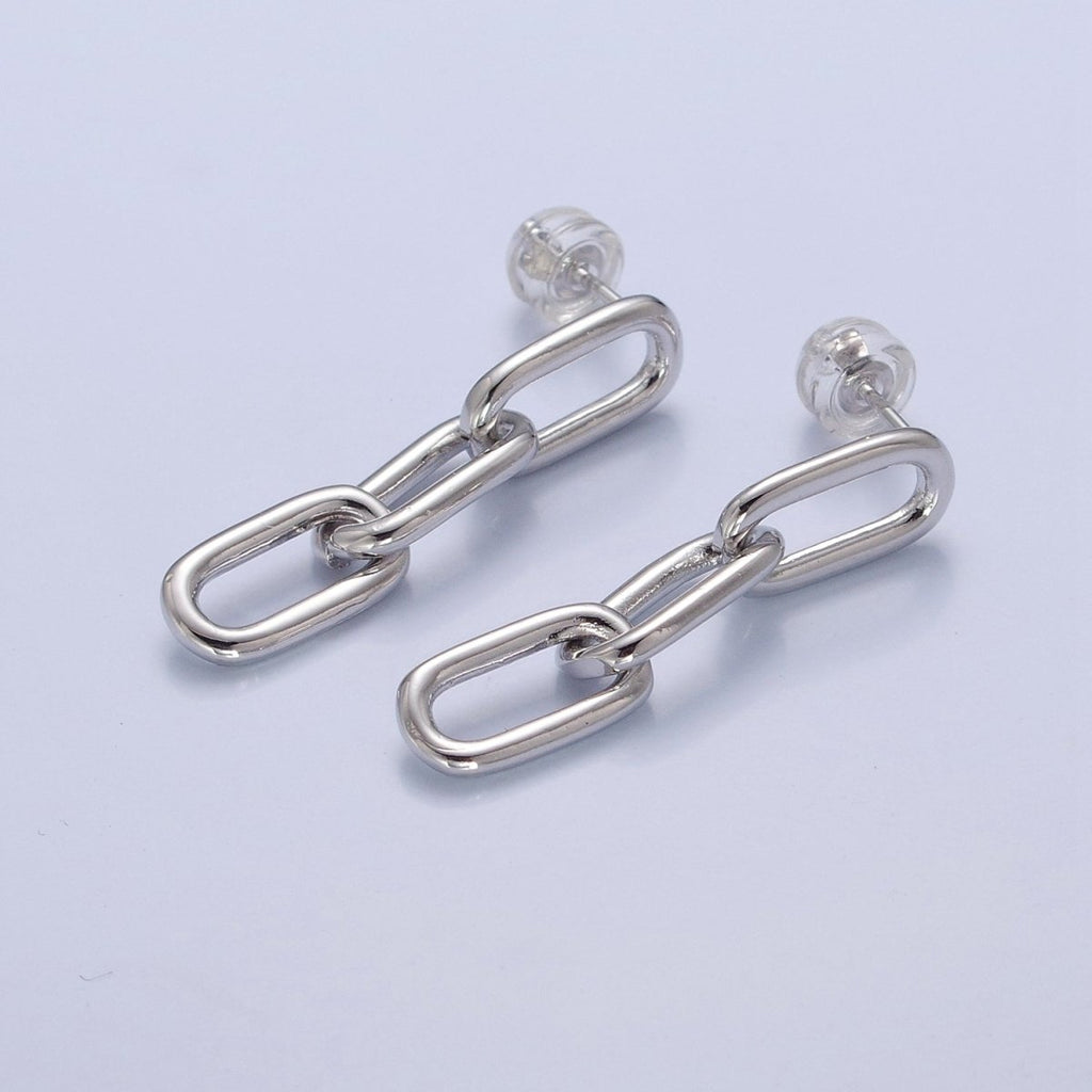 Gold Cable Link Earrings • Minimalist Gold Earrings • Perfect Gift for Her V-176 V-177 - DLUXCA