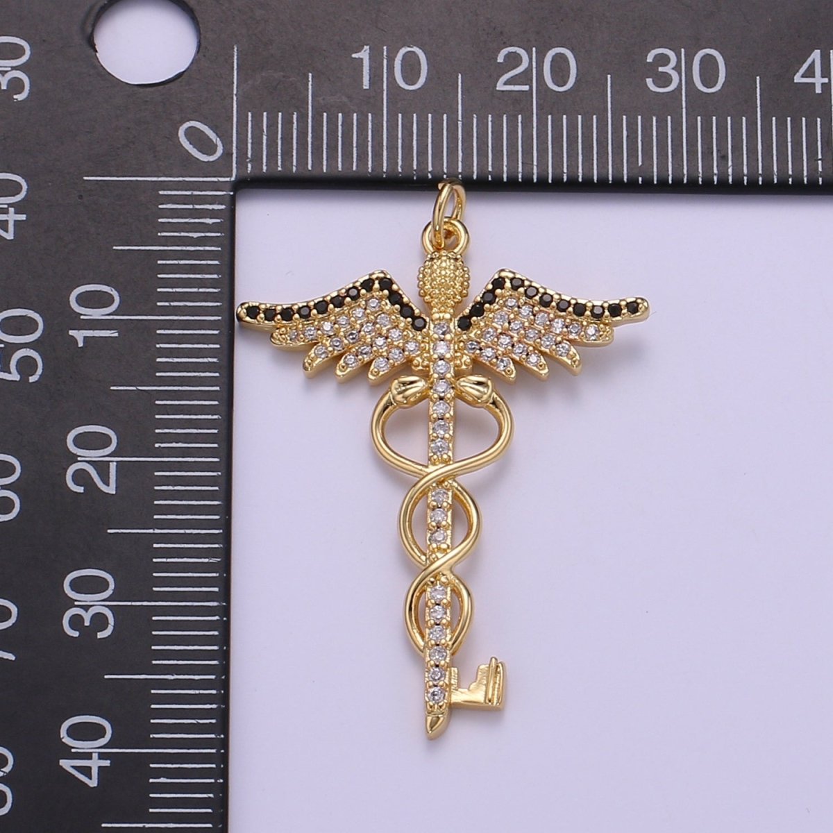 Gold Caduceus Pendant Charm Necklace Career Professional Medical Fashion Jewelry For Women Gifts For Her E-817 - DLUXCA