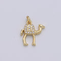 Gold Camel Charm - 14k Gold plated Camel Pendant - Arabian Desert Charms - Animal Jewelry for Bracelet Necklace Earring Component D-644 - DLUXCA