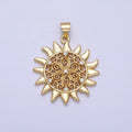 Gold Celestial Shinning Sun Filigree Beaded Clear CZ Pendant | AA157 - DLUXCA