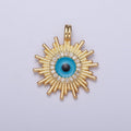 Gold Celestial Spiral Pendant, Enamel Micro Pave Evil Eye Pendant For Jewelry Making H-692