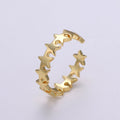Gold Celestial Star Ring Open Ring for Statement Ring Stacking Jewelry Size 5.5 Ring 24k Gold plated Ring R332 - DLUXCA