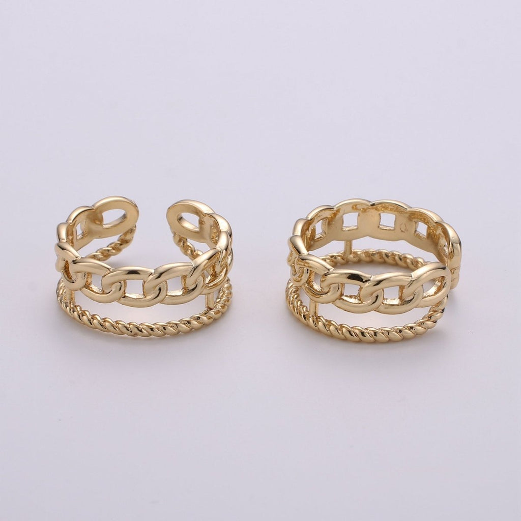 Gold Chain Ring, Bold Ring, Gold Ring, Chunky Ring, Ring, Stackable Ring, Adjustable Ring, Gold Stacking Ring R-001
