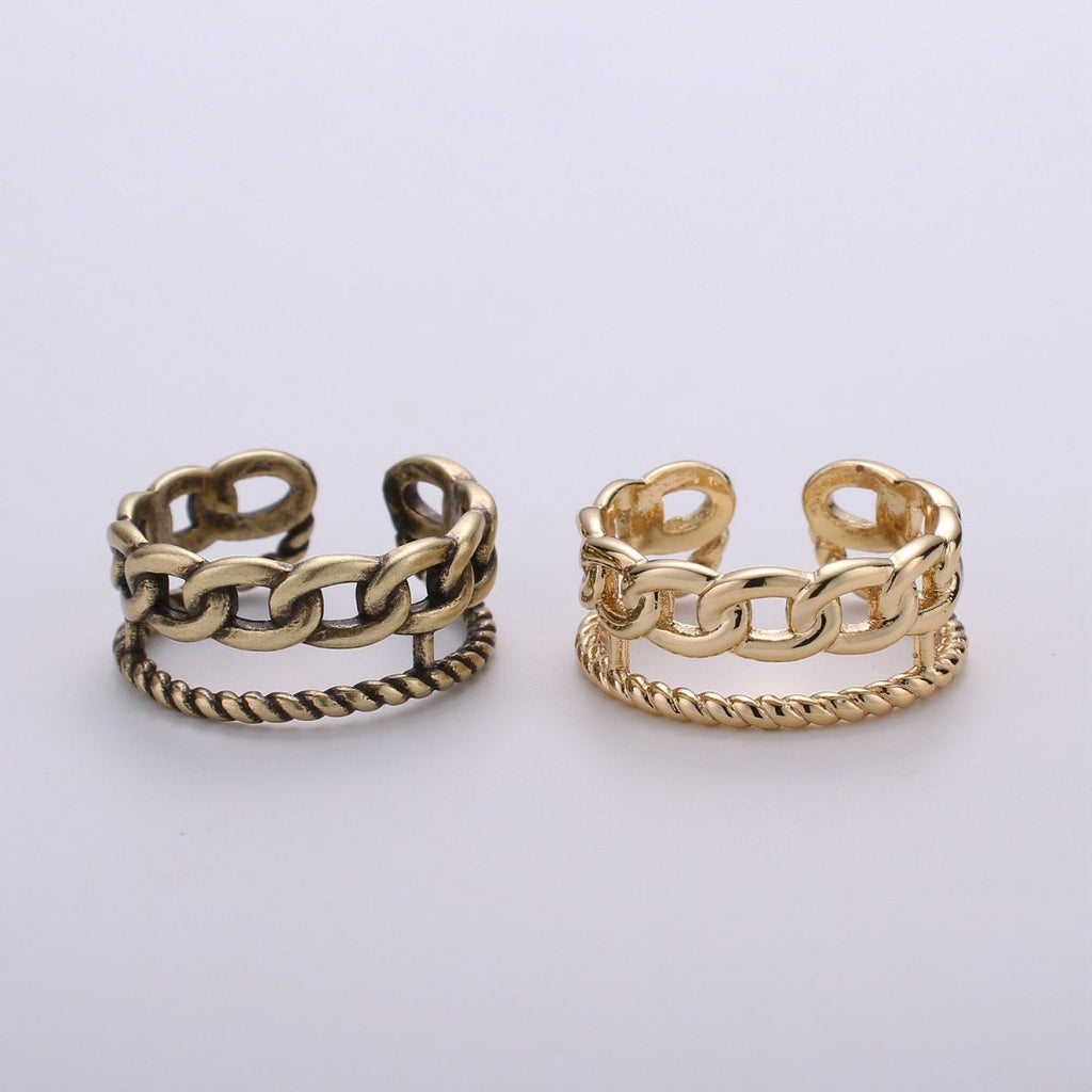 Gold Chain Ring, Bold Ring, Gold Ring, Chunky Ring, Ring, Stackable Ring, Adjustable Ring, Gold Stacking Ring R-001