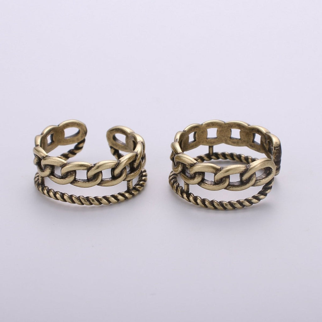 Gold Chain Ring, Bold Ring, Gold Ring, Chunky Ring, Ring, Stackable Ring, Adjustable Ring, Gold Stacking Ring R-001