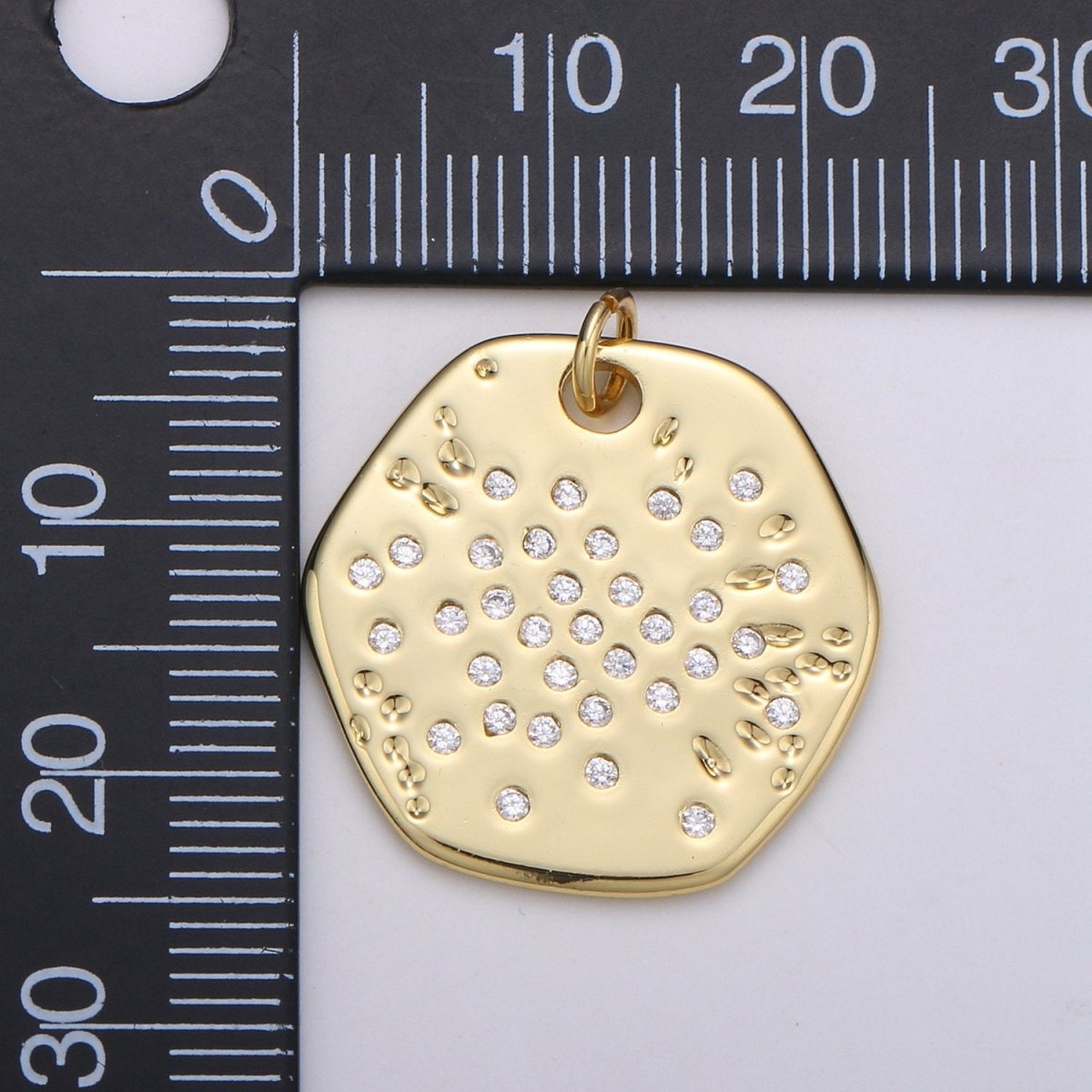 Gold Charm, Bubble Charm, Bubble Pendant, Bubble Octagon Charm, Tiny Bubble Charm 14k Gold plated Charm D-717 - DLUXCA
