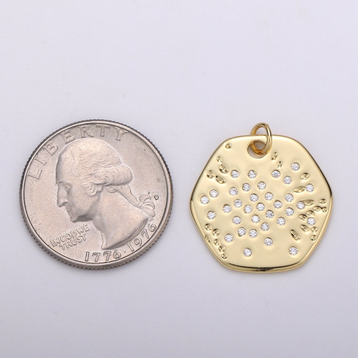 Gold Charm, Bubble Charm, Bubble Pendant, Bubble Octagon Charm, Tiny Bubble Charm 14k Gold plated Charm D-717 - DLUXCA