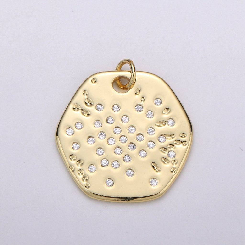 Gold Charm, Bubble Charm, Bubble Pendant, Bubble Octagon Charm, Tiny Bubble Charm 14k Gold plated Charm D-717 - DLUXCA