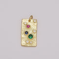 Gold Charm, Rainbow Bubble Charm, Bubble Pendant, Bubble Tag Charm, Tiny Bubble Rectangle Charm 14k Gold plated Charm M-526 - DLUXCA