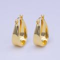 Gold Chubby Chunky U Curved Dome Hoop Latch Earrings | Y-211 - DLUXCA