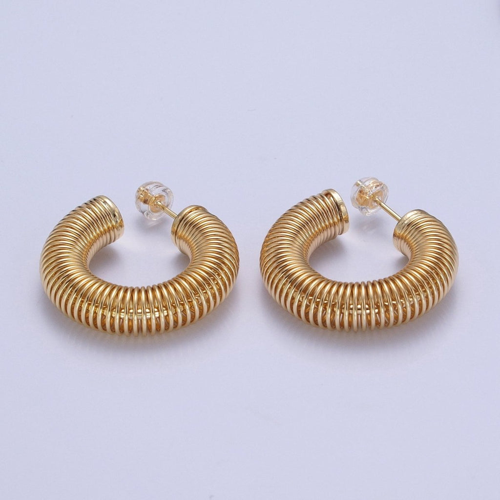 Gold Chunky Medium Sized Spiral Hoops Thick Gold Hoop Earrings Everyday Hoops T-411 T-412