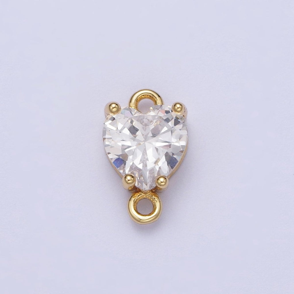 Gold Clear/Pink Link CZ Heart Love Cubic Zirconia Connector For Necklace Bracelet Jewelry Making G-579 G-580