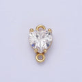 Gold Clear/Pink Link CZ Heart Love Cubic Zirconia Connector For Necklace Bracelet Jewelry Making G-579 G-580