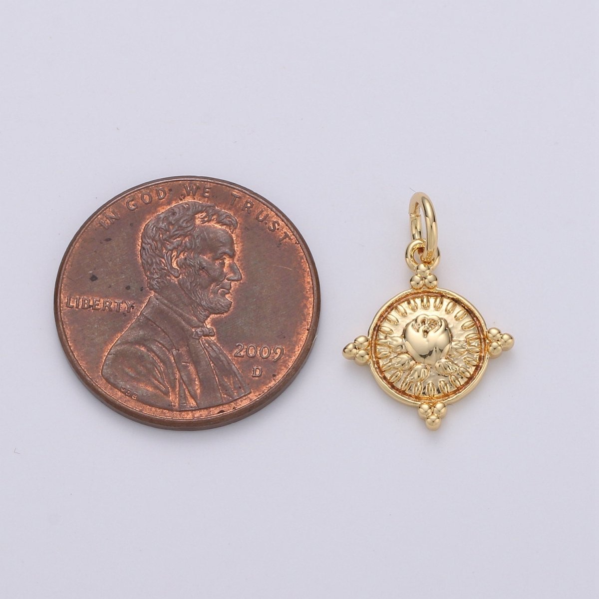 Gold Coin Charm - Silver coin charm, gold coin finding, flower charm, gold flower charm, Rose coin pendant, Dainty Charm, D-466, D-467