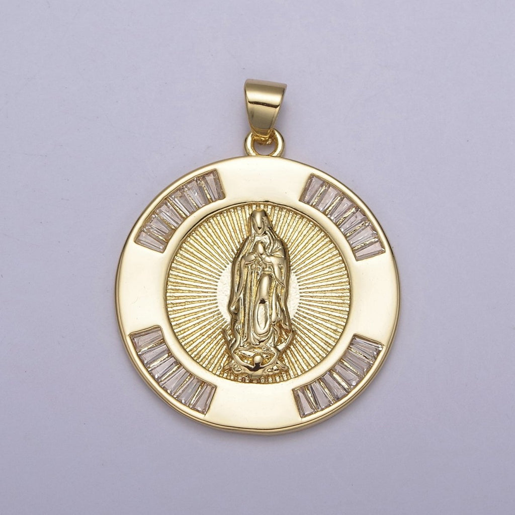 Gold Coin Medallion Religious Pendant Saint Jude / Lady Guadalupe Virgin Mary Charm for Jewelry Making Supply H-733 H-734