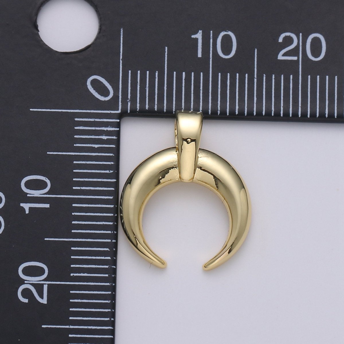 Gold Crescent Moon Horn Pendant - C shape wish moon charm, half moon, eclipse, tusk, Celestial Jewelry 14k gold plated Charm J-015 - DLUXCA