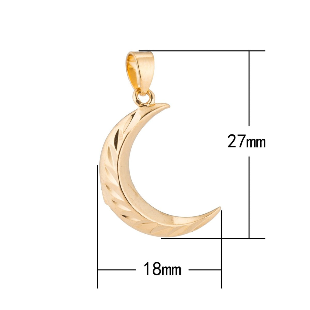 Gold Crescent Moon, Modern, Dream, Cute, Sky, Celestial, Shine, DIY Craft Necklace Pendant Charm Bead Bails Findings for Jewelry Making H-225 - DLUXCA