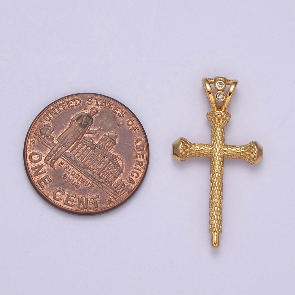 Gold Cross Pendant N-579 - DLUXCA