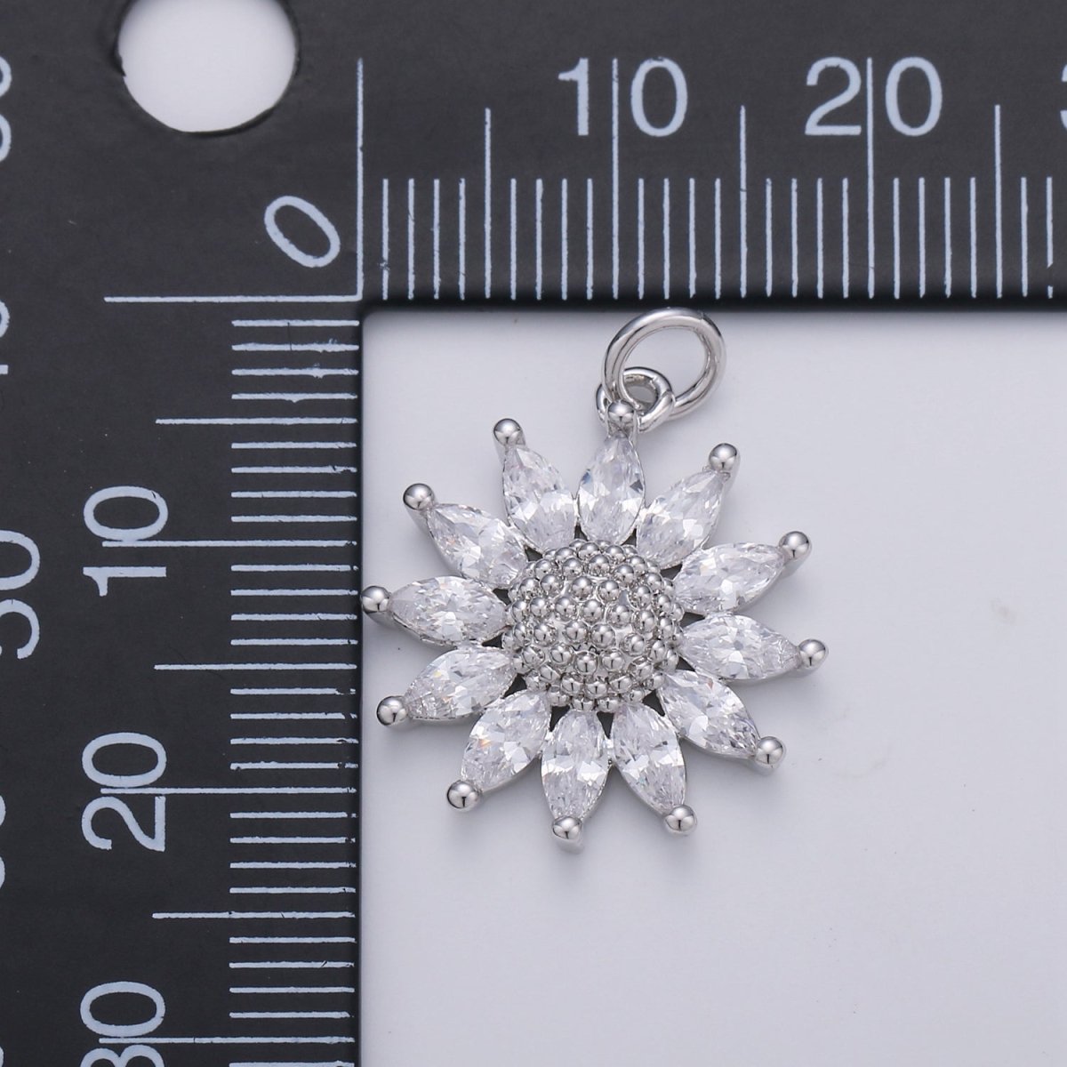Gold Crystal Sunflower Gold plated Charm - D - 483 - DLUXCA