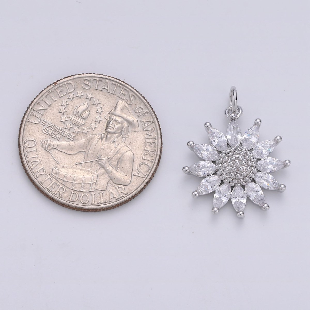 Gold Crystal Sunflower Gold plated Charm - D - 483 - DLUXCA